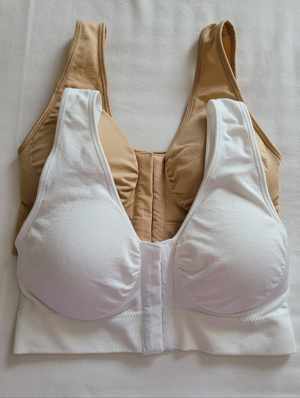 Miracle Bamboo Comfort Bra - Sz L (Fits Like Sz S), 2 Pk, White/Nude, NWOT